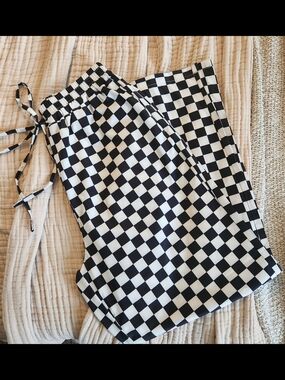 SHEIN Black & White Checkerboard Track Joggers